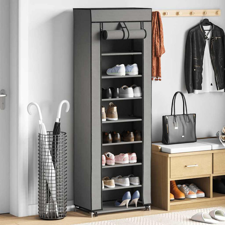 Vidaxl -Schuhschrank mit Abdeckung 57x29x162 cm Stoff grau