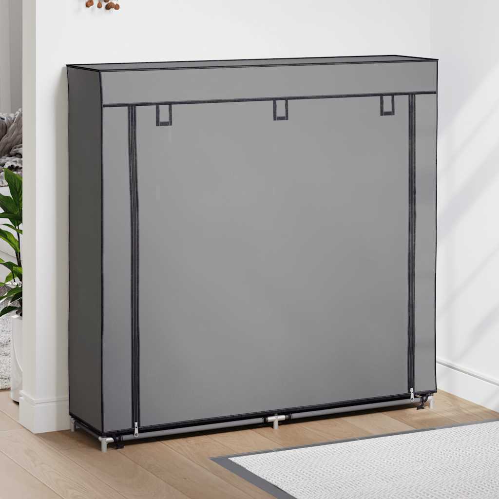 Vidaxl -Schuhschrank mit Abdeckung 115x28x110 cm Stoff grau