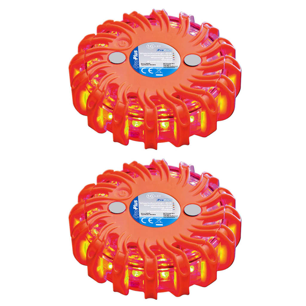 Proplus -Warnscheiben mit 16 LEDs 2 St Orange
