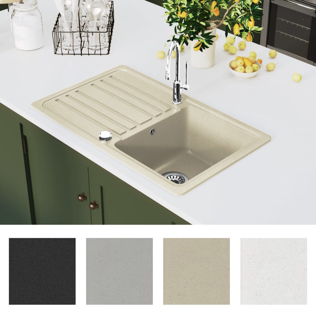 VIDAXL SINACK Einer Schüssel Granit Beige