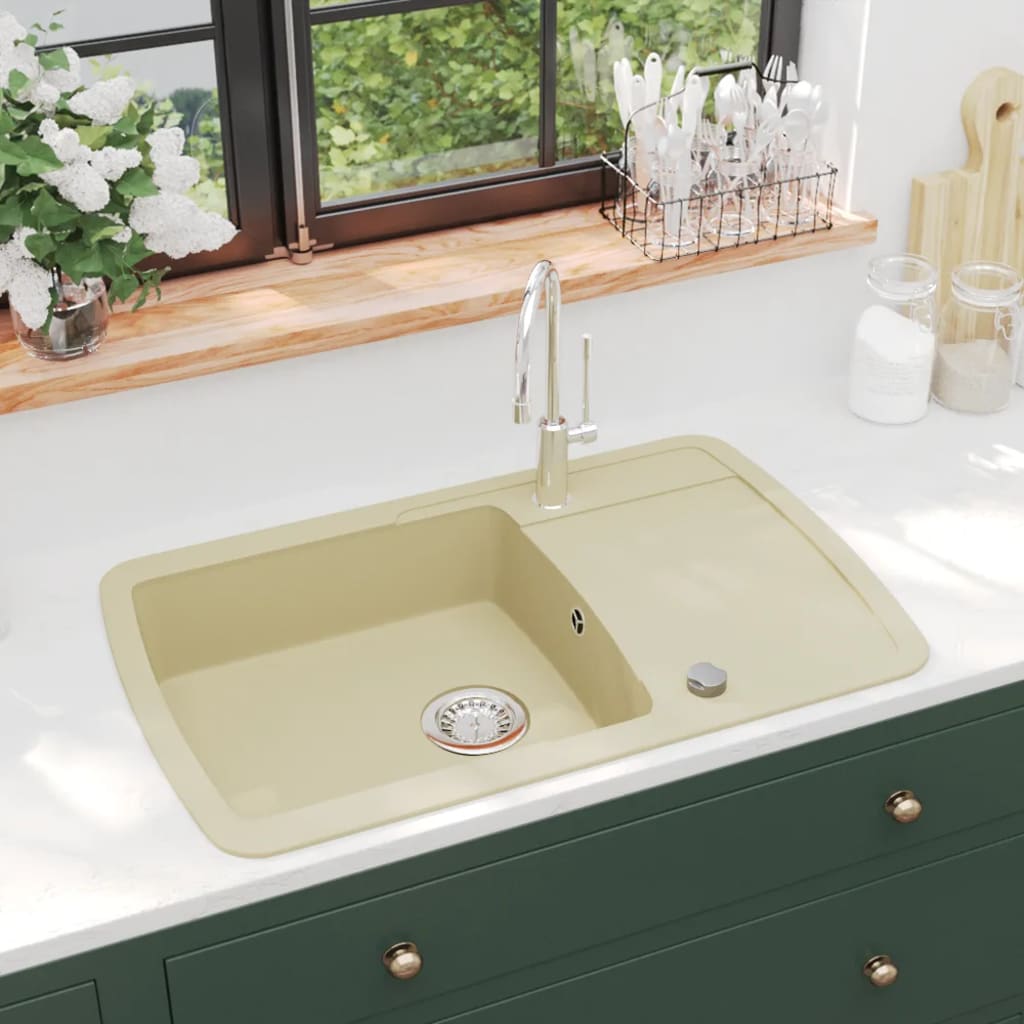 VIDAXL SINACK Einer Schüssel Granit Beige