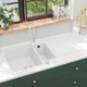 Vidaxl Sink Double Bins Granit weiß