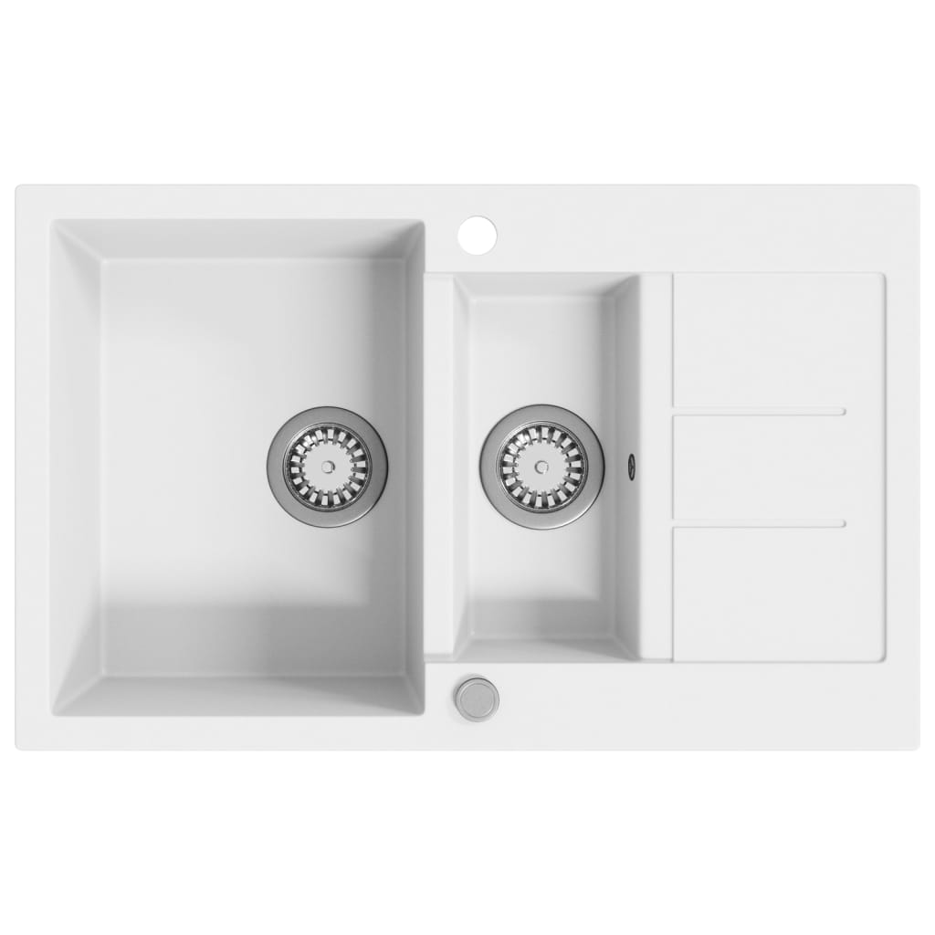 Vidaxl Sink Double Bins Granit weiß