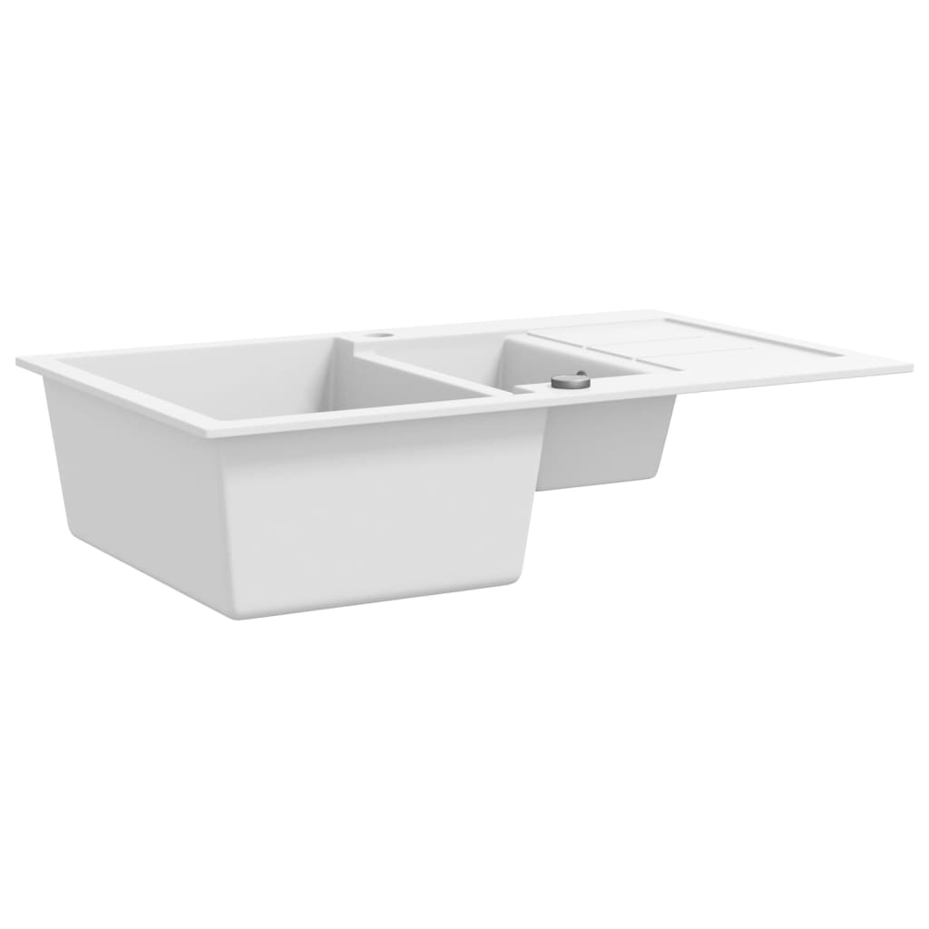 Vidaxl Sink Double Bins Granit weiß