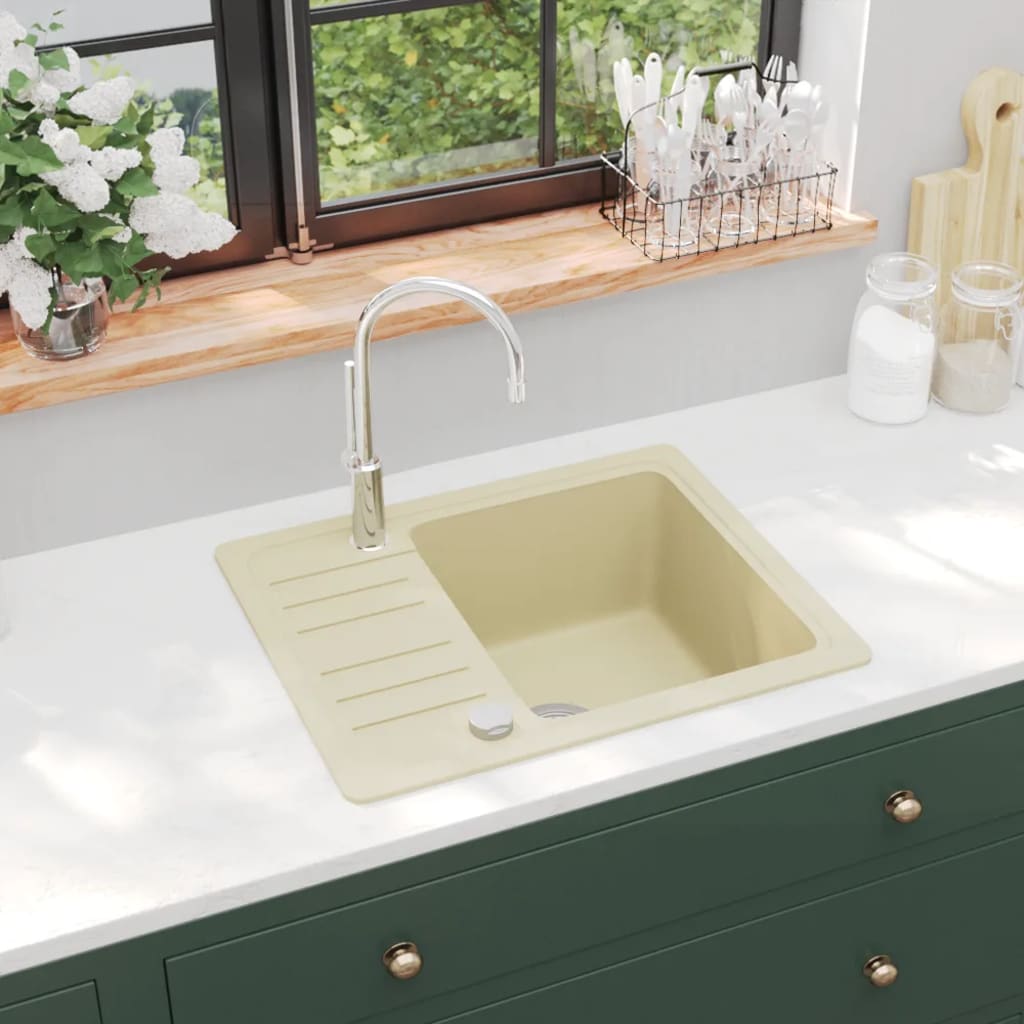 VIDAXL SINACK Einer Schüssel Granit Beige