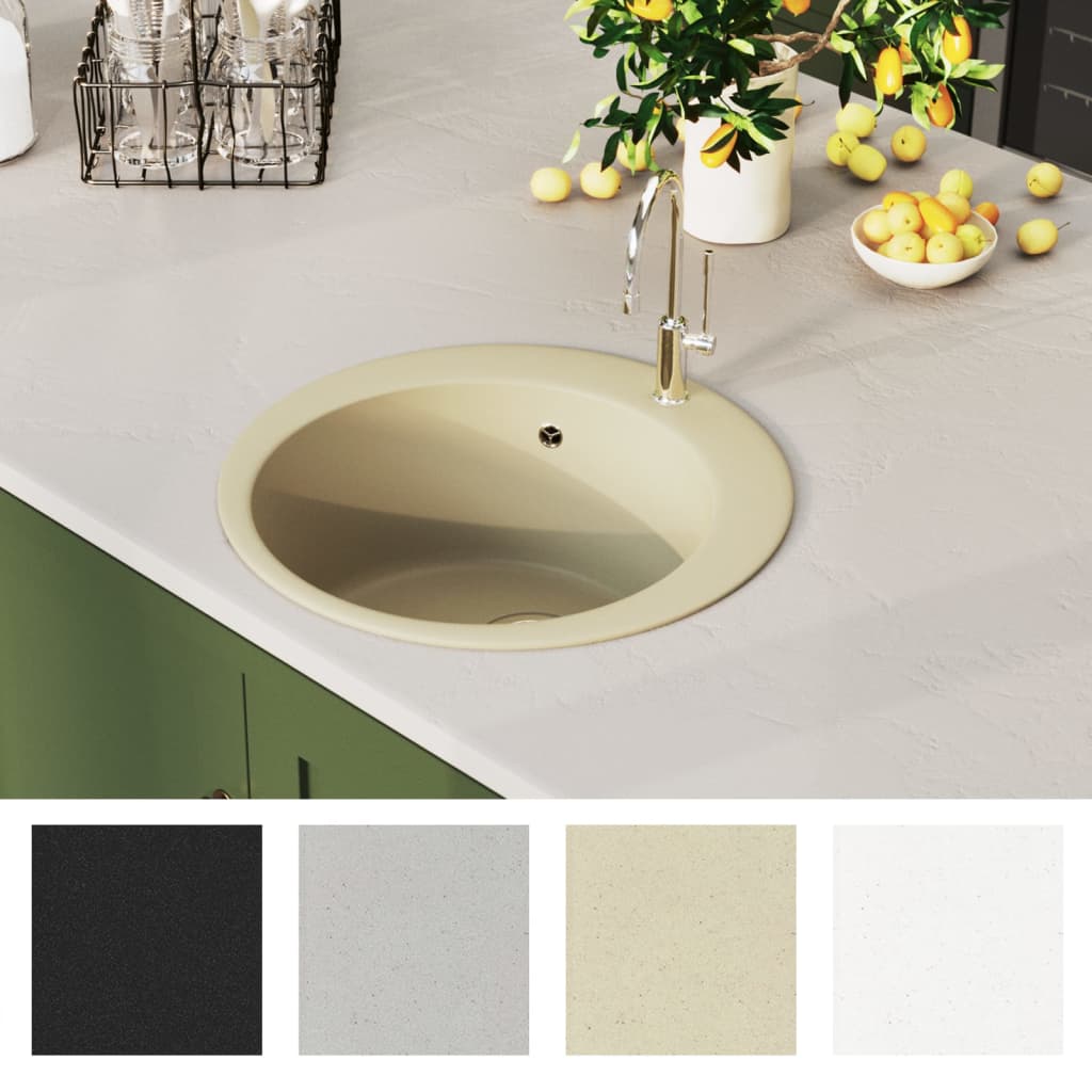VIDAXL Sink -Einzelbehälter um Granit beige