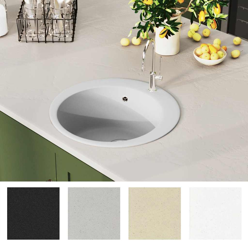 VIDAXL Sink -Einzelbehälter um Granit weiß