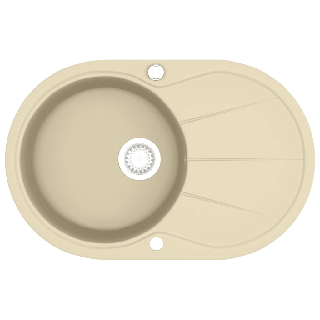 VIDAXL SINACK Einer Schüssel ovaler Granit Beige
