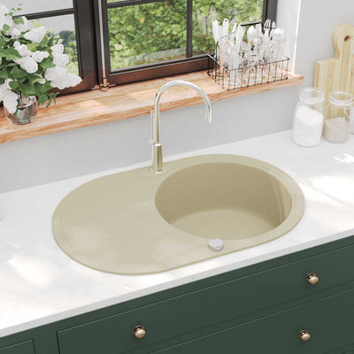 VIDAXL SINACK Einer Schüssel ovaler Granit Beige