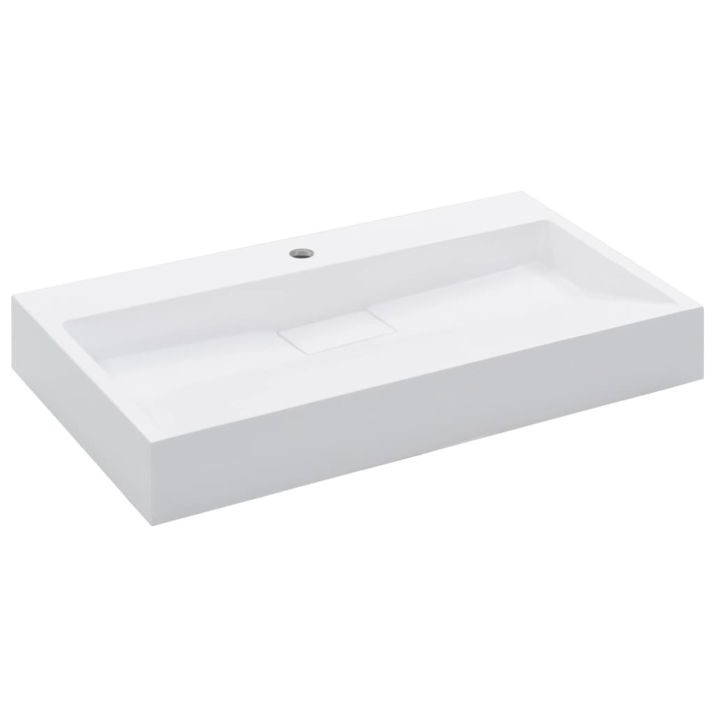 Vidaxl Waschlbe 80x46x11 cm Mineralguss Marmorguss Weiß
