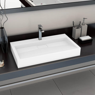 Vidaxl Waschlbe 80x46x11 cm Mineralguss Marmorguss Weiß