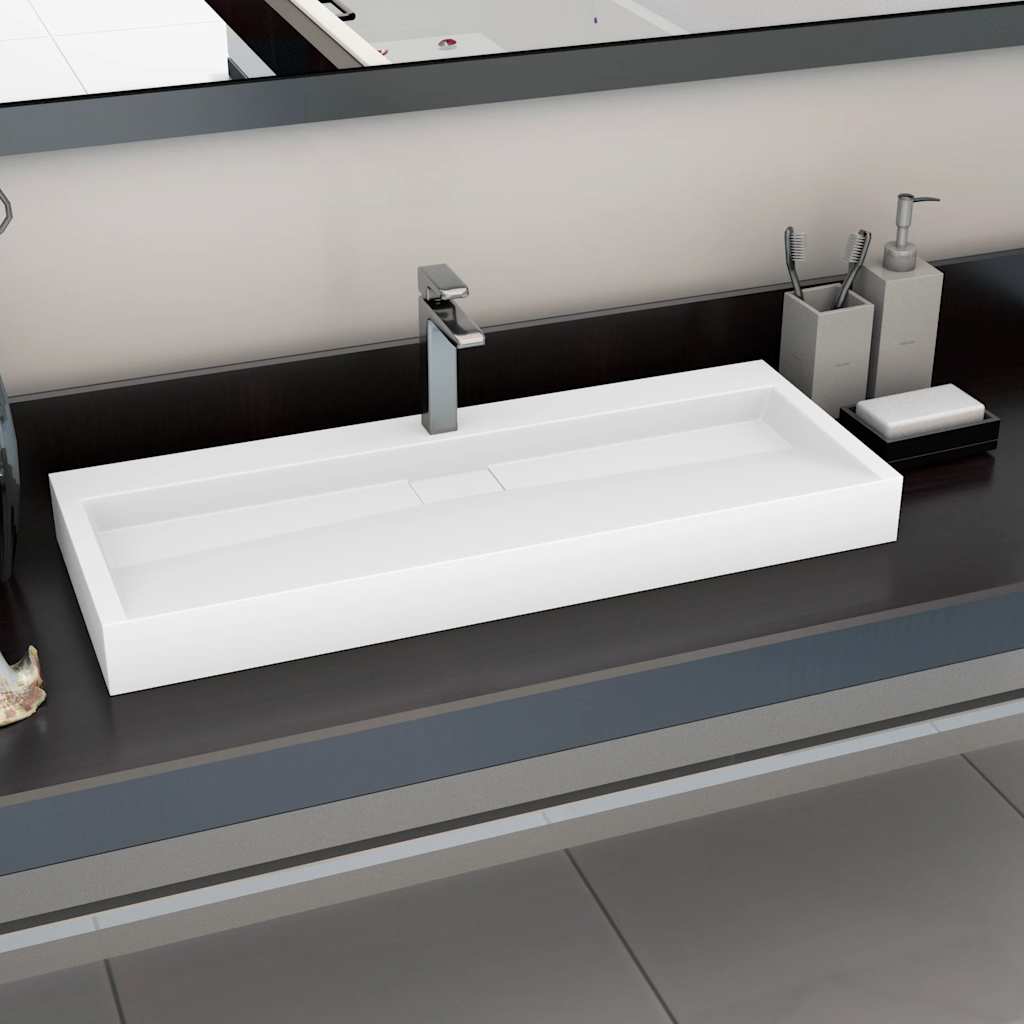 Vidaxl Washbeer 120x46x11 cm Mineralguss Marmorguss Weiß