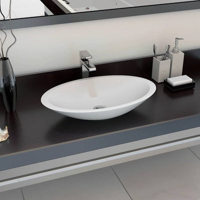 Vidaxl Washbeasin 59.3x35.1x10.7 cm Mineralguss Marmorguss Weiß