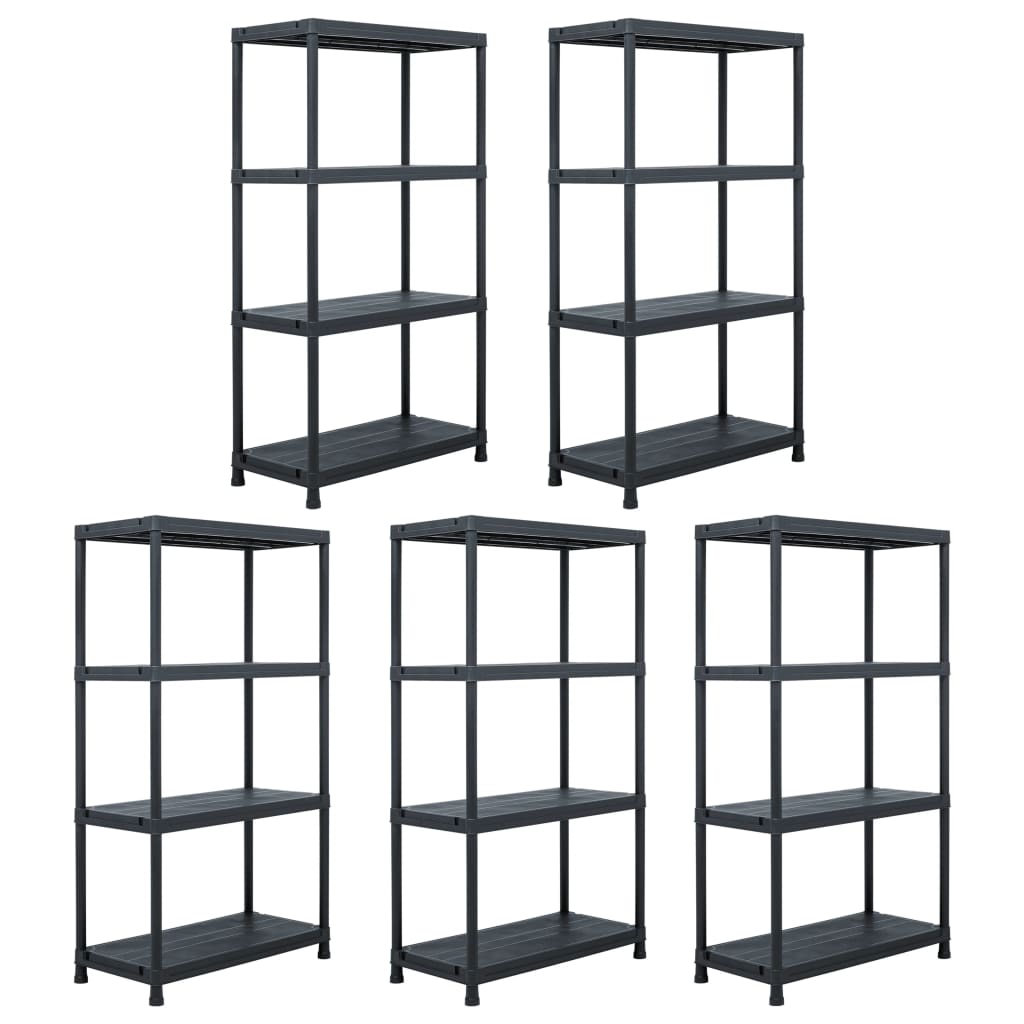 Vidaxx Lagerregale 5 Stück 60x30x138 cm Kunststoff schwarz