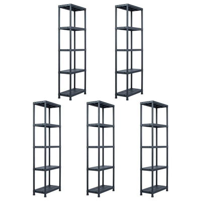VIDAXL -LAGE RACKS 5 PCS 125 kg 60x30x180 cm Kunststoff Schwarz