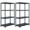 VIDAXL -LAGE RACKS 2 ST 200 KG 80x40x138 cm Kunststoff Schwarz