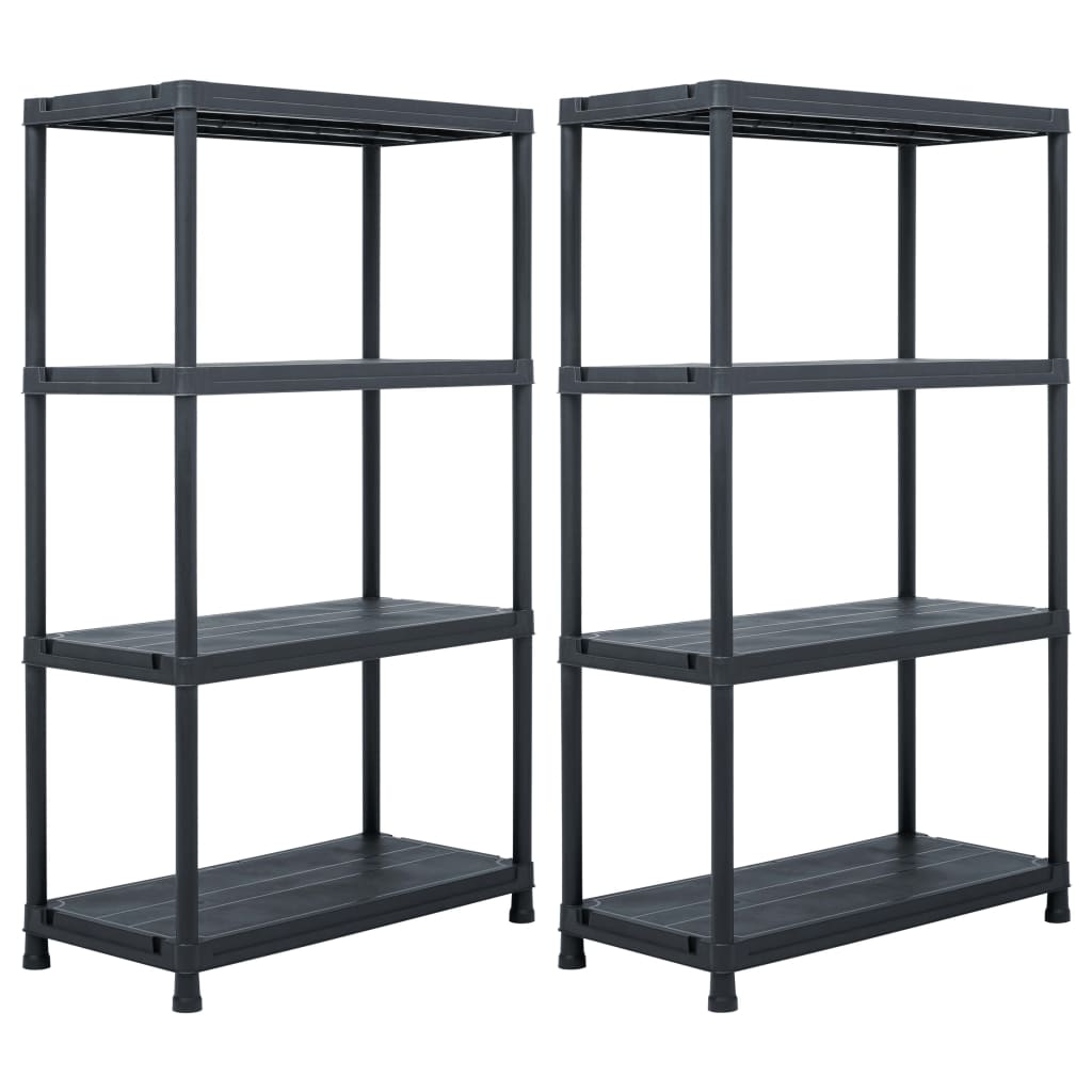 VIDAXL -LAGE RACKS 2 ST 200 KG 80x40x138 cm Kunststoff Schwarz
