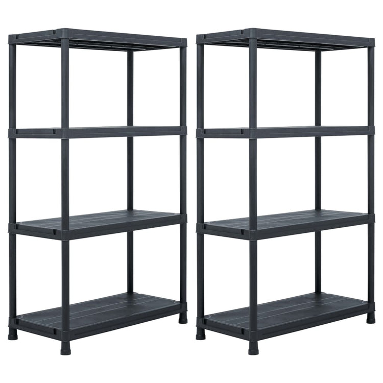 VIDAXL -LAGE RACKS 2 ST 200 KG 80x40x138 cm Kunststoff Schwarz