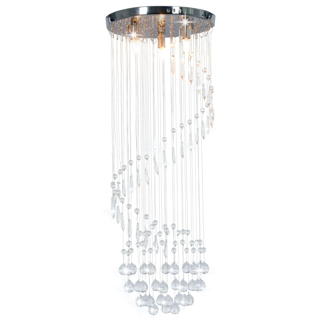 Vidaxl Deckenlampe mit Kristallperlen Spiral G9 Silberfarben