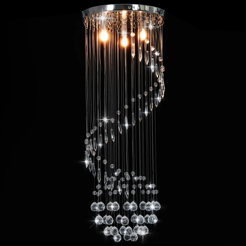 Vidaxl Deckenlampe mit Kristallperlen Spiral G9 Silberfarben