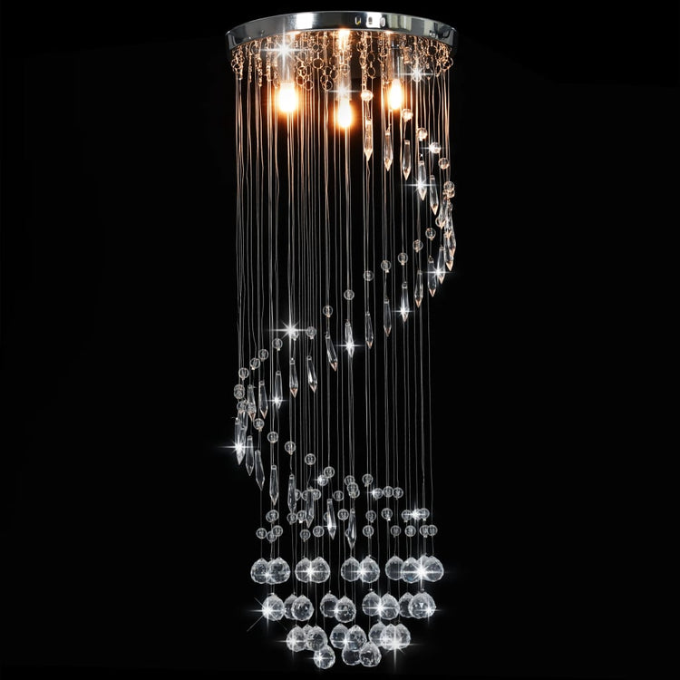 Vidaxl Deckenlampe mit Kristallperlen Spiral G9 Silberfarben