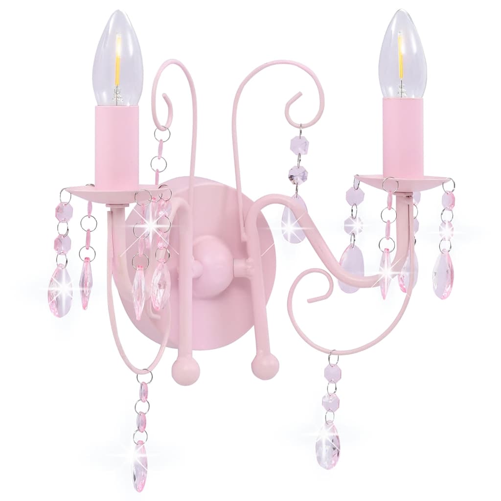 Vidaxl Wandlampe mit Perlen 2 x E14 Pink