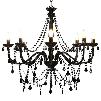 Vidaxl -Kronleuchter mit Perlen 8xe14 Schwarz