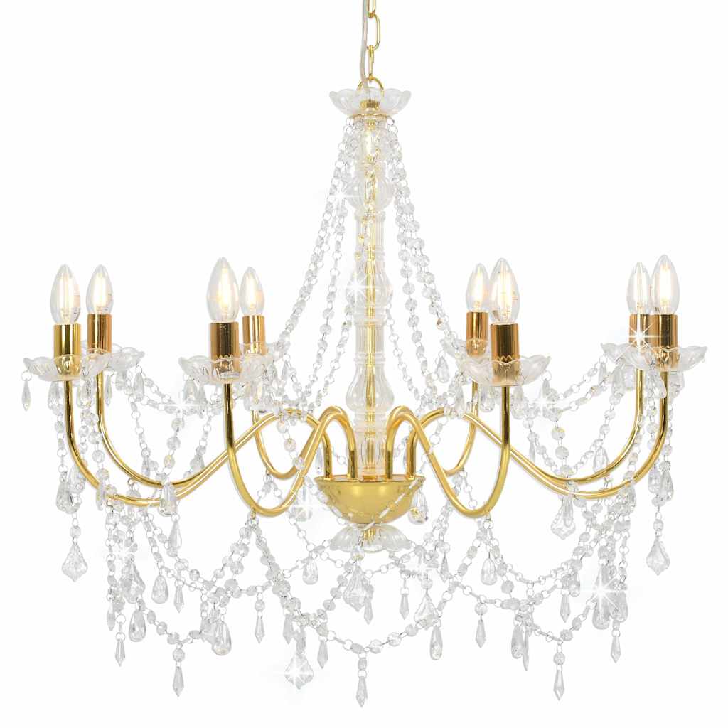 Vidaxl -Kronleuchter mit Perlen 8xe14 Goldfarbe