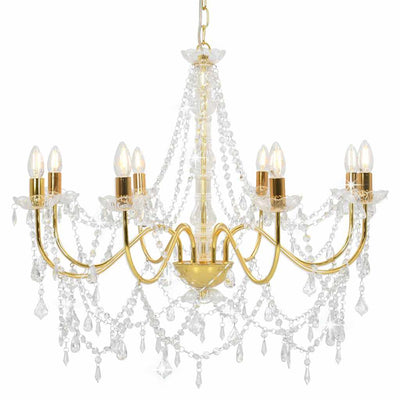 Vidaxl -Kronleuchter mit Perlen 8xe14 Goldfarbe