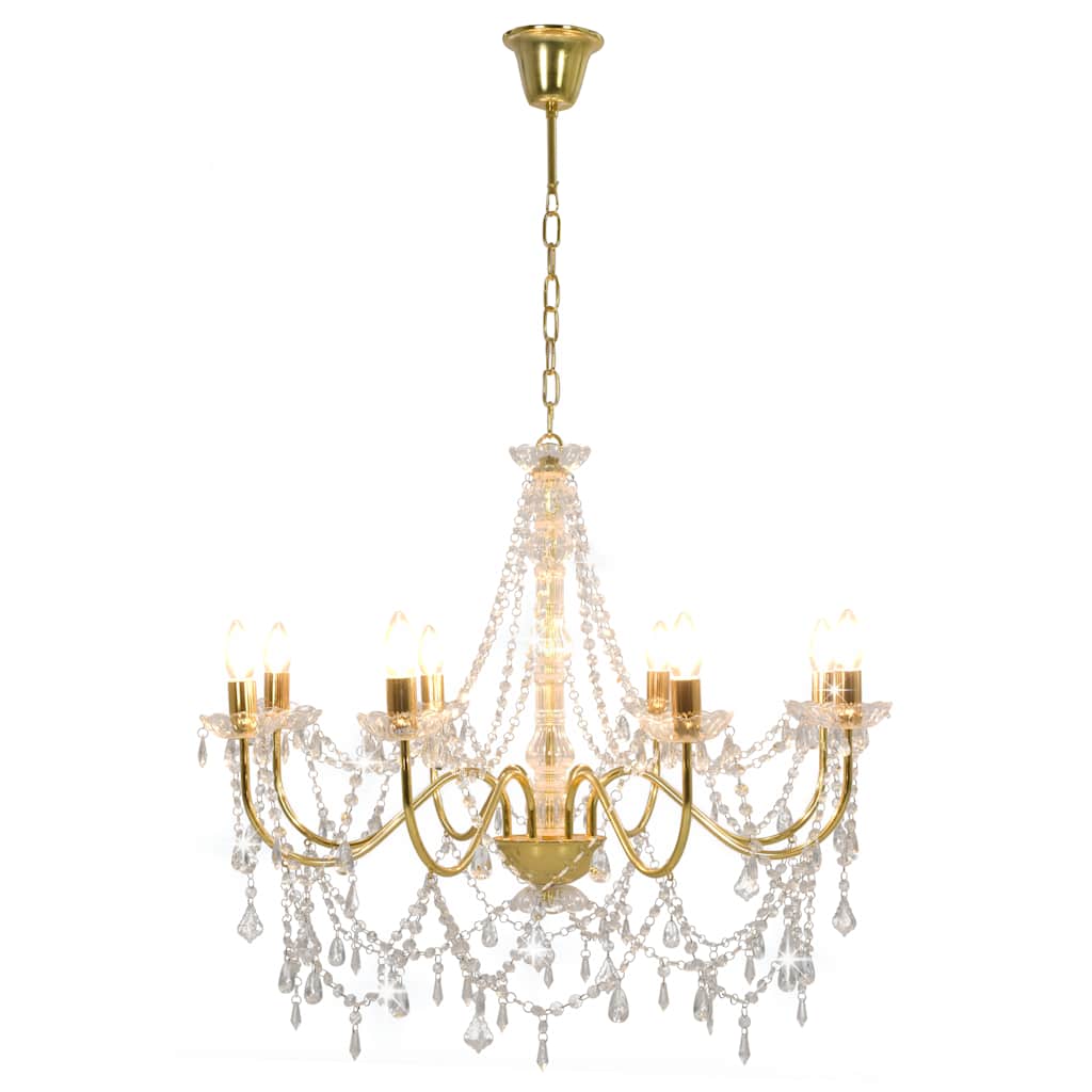 Vidaxl -Kronleuchter mit Perlen 8xe14 Goldfarbe