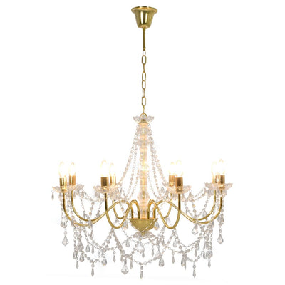 Vidaxl -Kronleuchter mit Perlen 8xe14 Goldfarbe