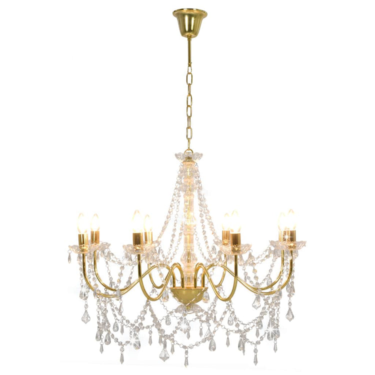 Vidaxl -Kronleuchter mit Perlen 8xe14 Goldfarbe