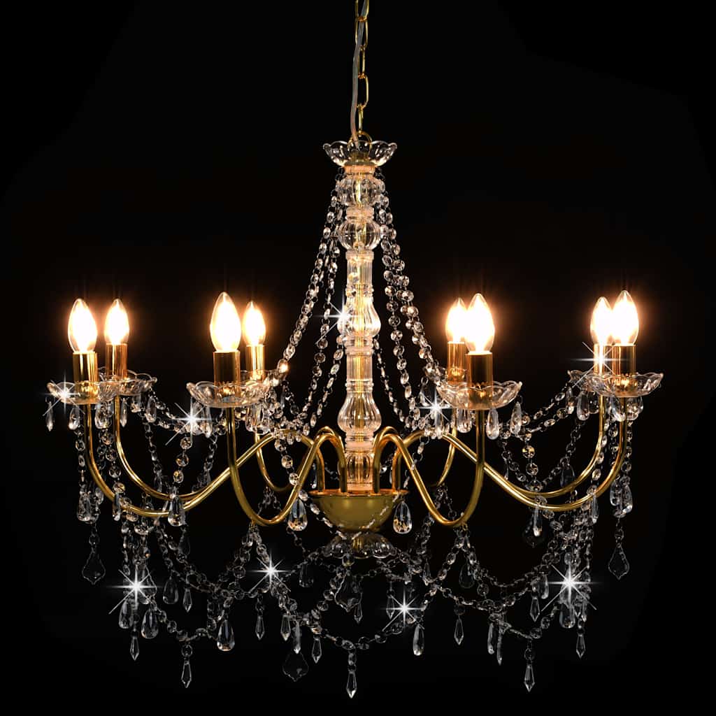 Vidaxl -Kronleuchter mit Perlen 8xe14 Goldfarbe