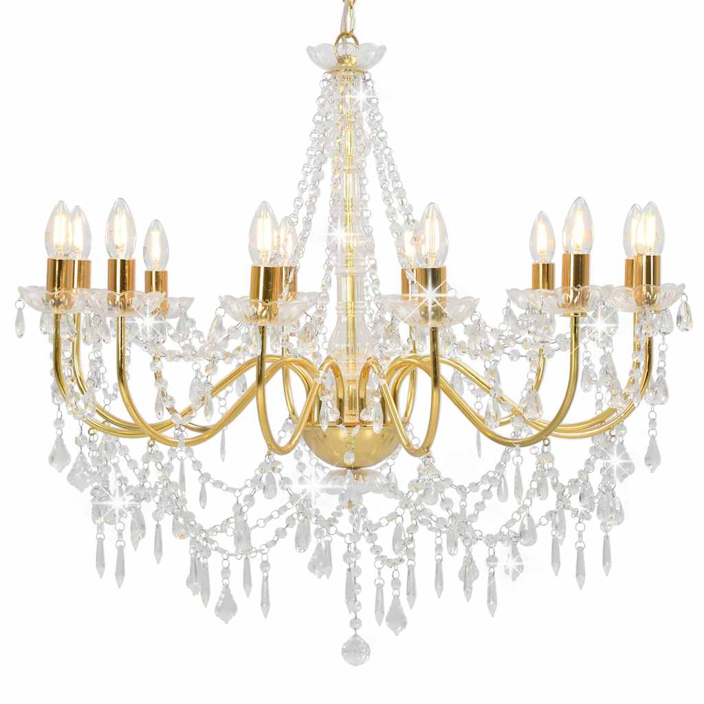 Vidaxl -Kronleuchter mit Perlen 12xe14 Goldfarbe