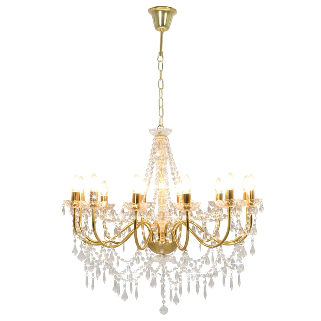 Vidaxl -Kronleuchter mit Perlen 12xe14 Goldfarbe