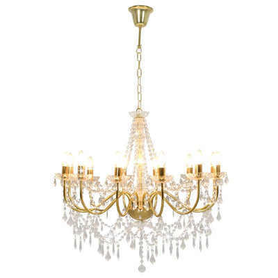 Vidaxl -Kronleuchter mit Perlen 12xe14 Goldfarbe
