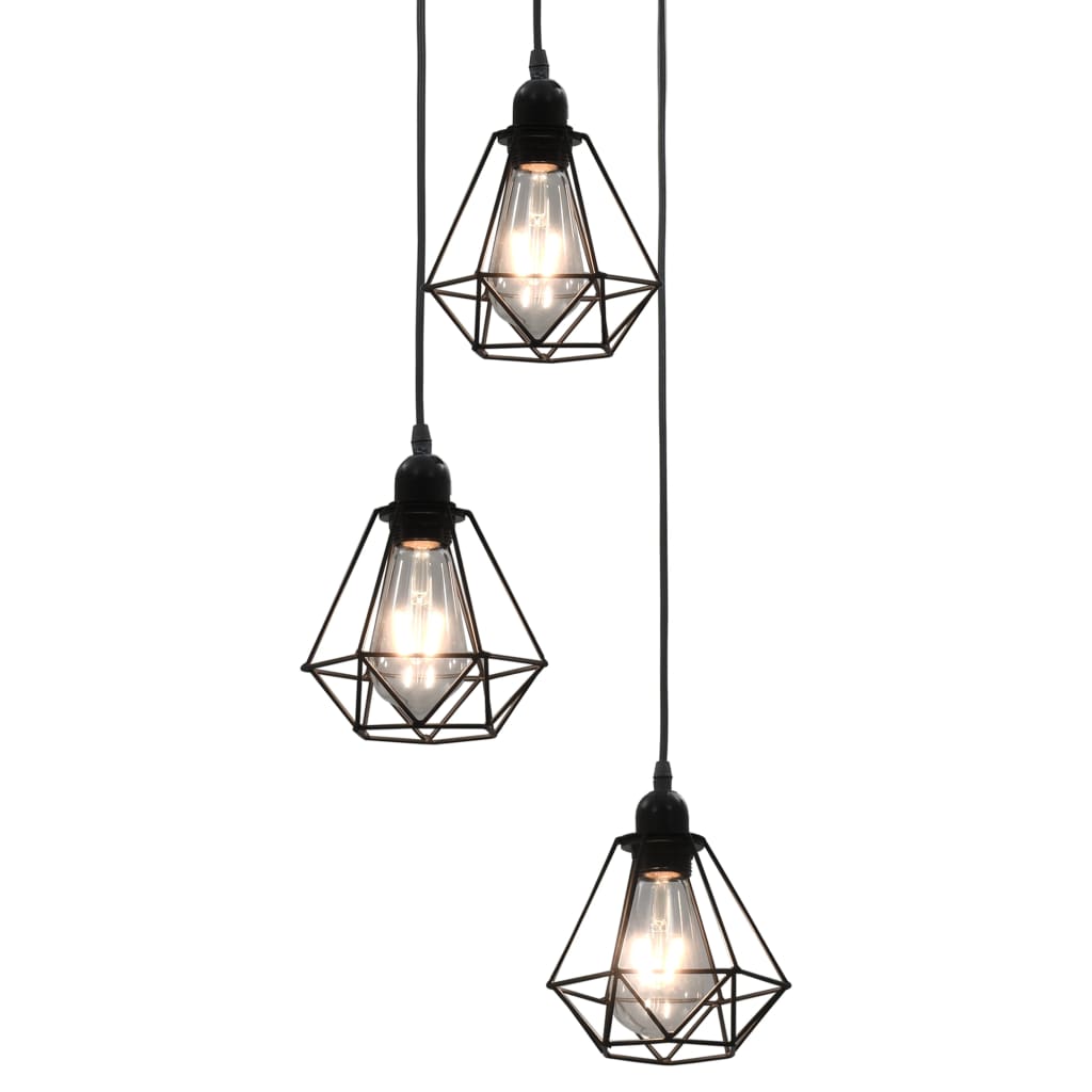 Vidaxl Deckenlampe mit Diamantform 3xe27 Schwarz