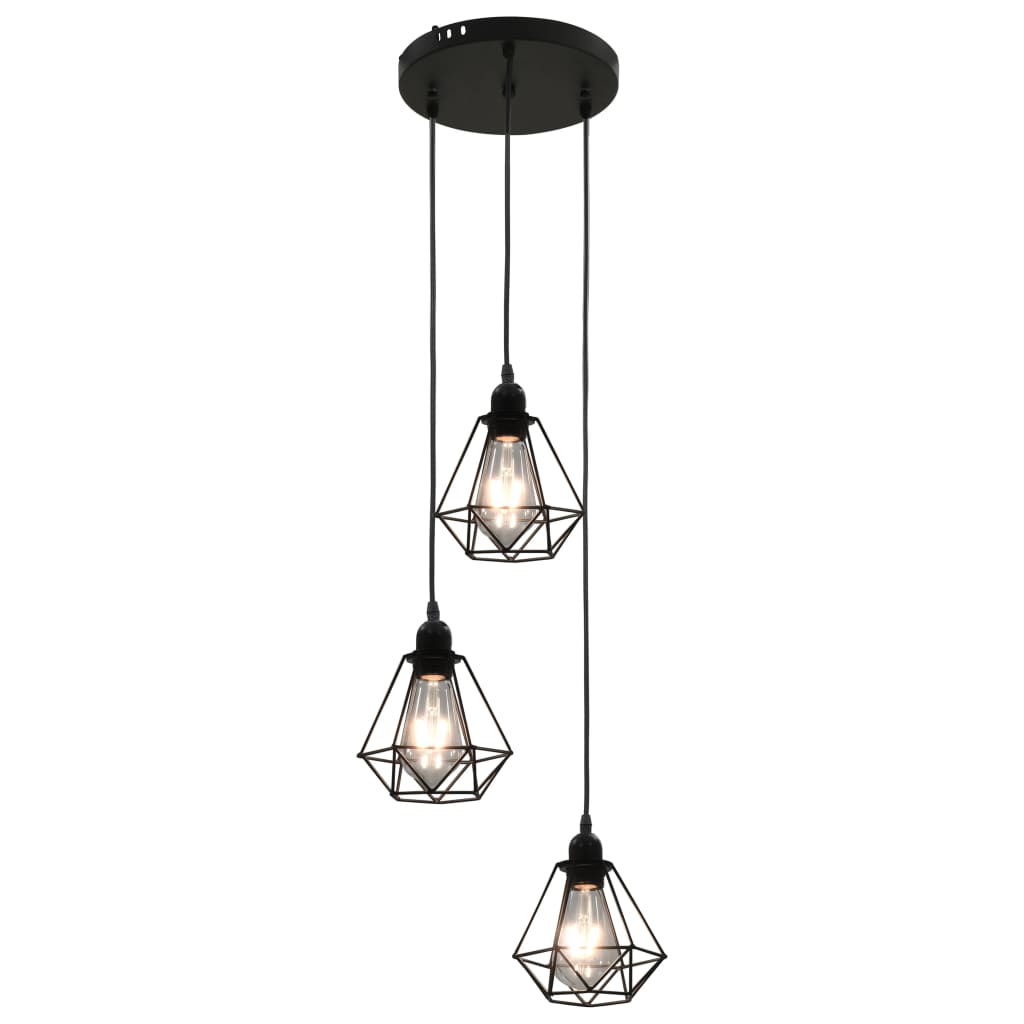 Vidaxl Deckenlampe mit Diamantform 3xe27 Schwarz