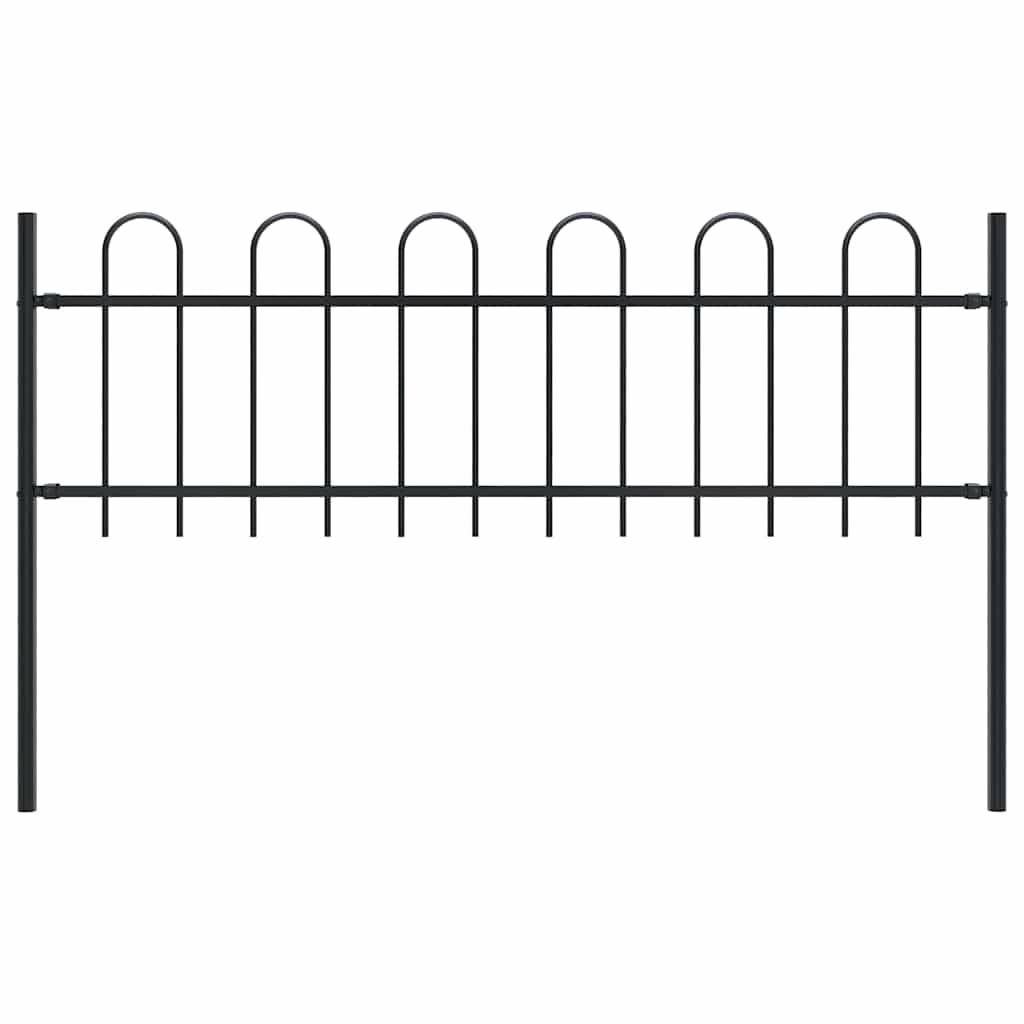 Vidaxl Gartenzaun mit runden Top 1,8 m Stahlschwarz