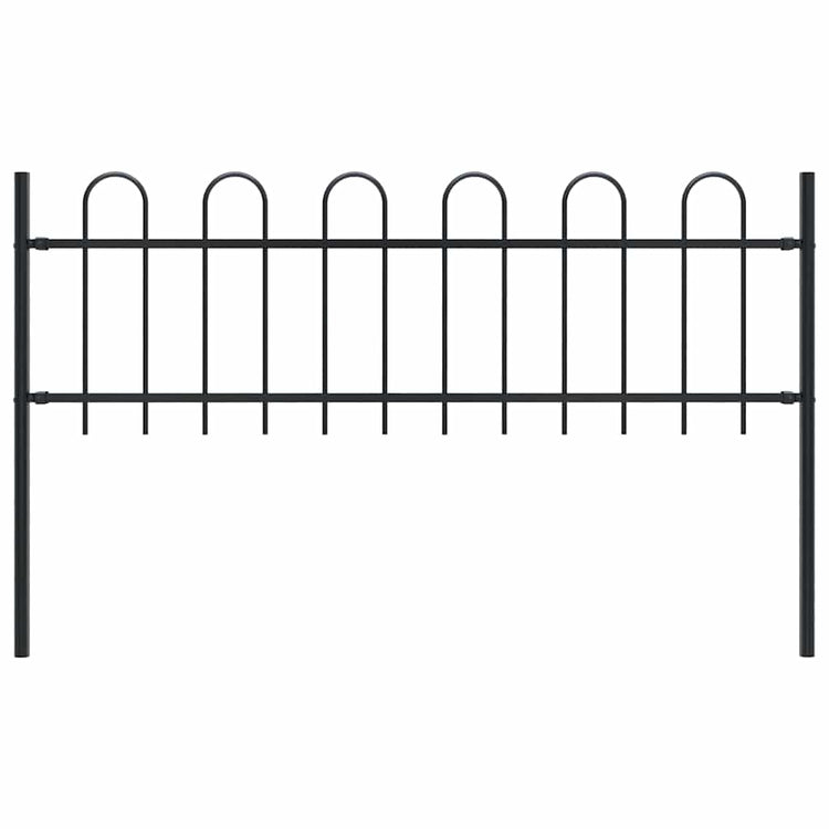 Vidaxl Gartenzaun mit runden Top 1,8 m Stahlschwarz