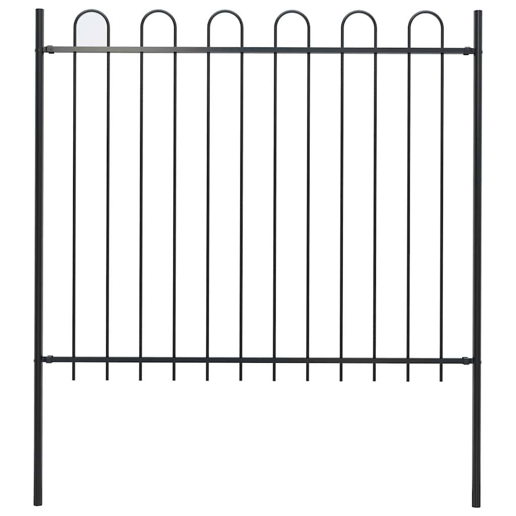VidaXL Gartenzaun mit Ringaufsatz Stahl 181x150 cm schwarz