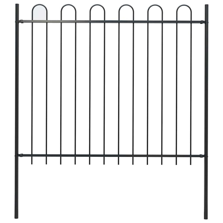 VidaXL Gartenzaun mit Ringaufsatz Stahl 181x150 cm schwarz