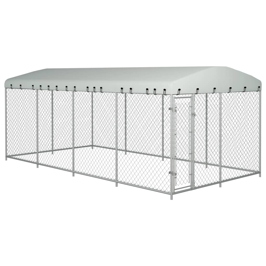 VIDAXL -Hundezwinger für außen mit Dach 7,6x3.8x2,3 m