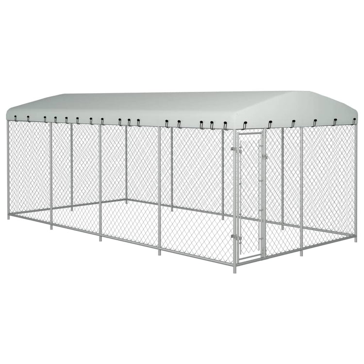 VIDAXL -Hundezwinger für außen mit Dach 7,6x3.8x2,3 m
