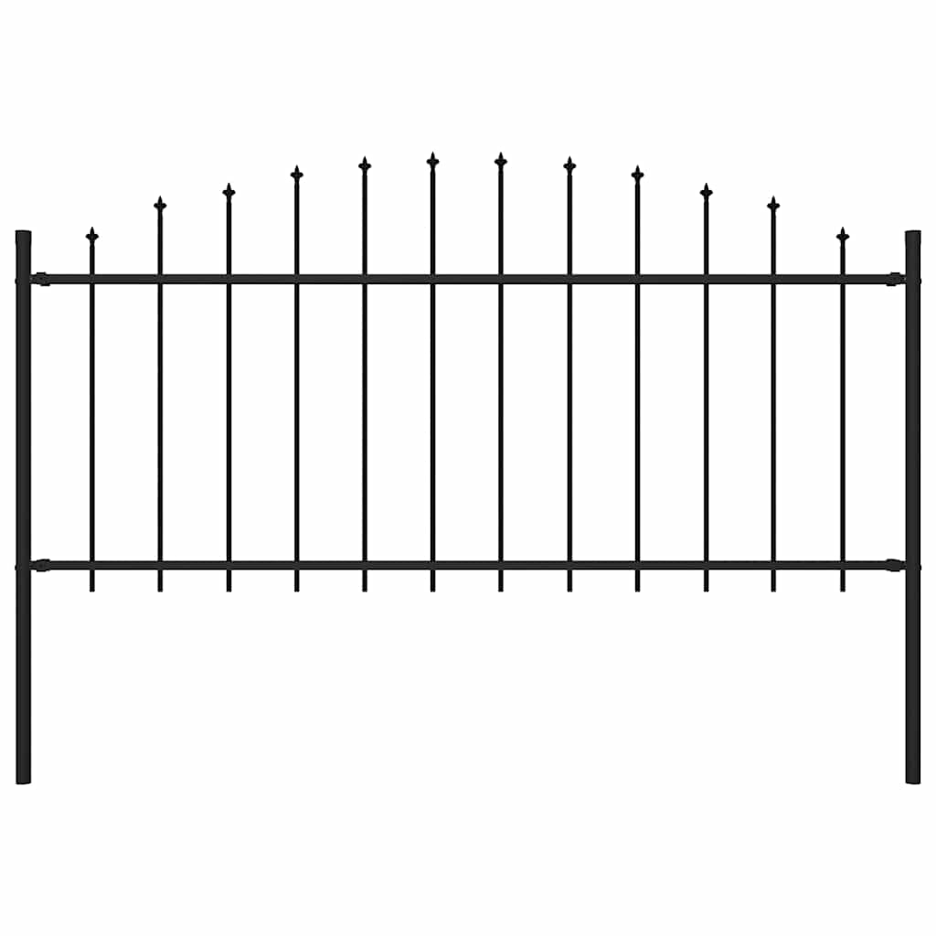 Vidaxxl Gartenzaun mit Speerspitze (0,5–0,75) x 1,7 m aus schwarzem Stahl