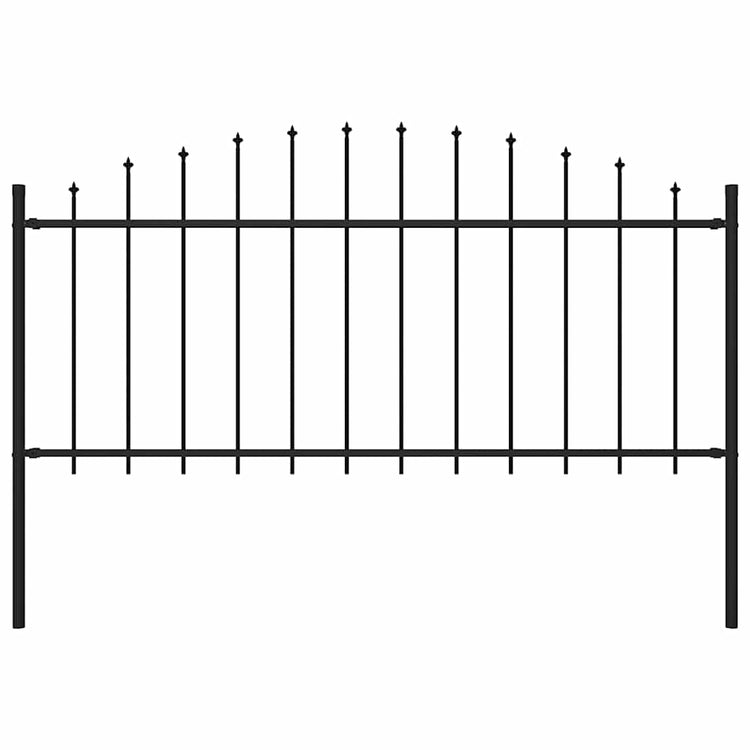 Vidaxxl Gartenzaun mit Speerspitze (0,5–0,75) x 1,7 m aus schwarzem Stahl