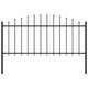 Vidaxxl Gartenzaun mit Speerspitze (0,5–0,75) x 1,7 m aus schwarzem Stahl