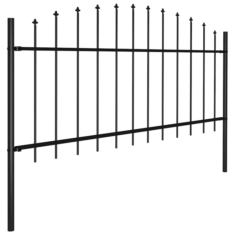 Vidaxxl Gartenzaun mit Speerspitze (0,5–0,75) x 1,7 m aus schwarzem Stahl