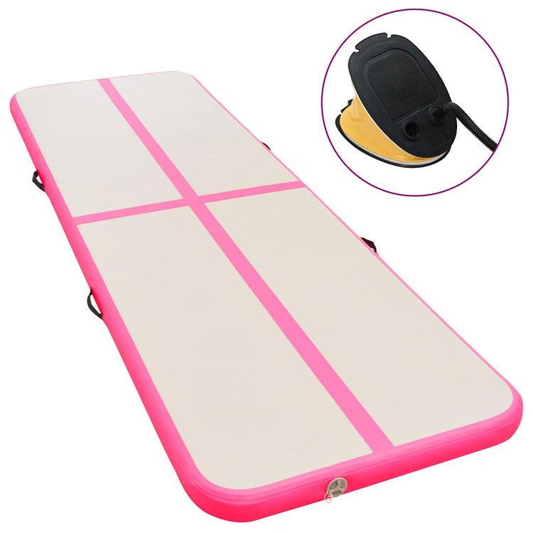 VIDAXL Gymnastics Matte mit Pumpen aufblasbar 800x100x10 cm PVC Pink