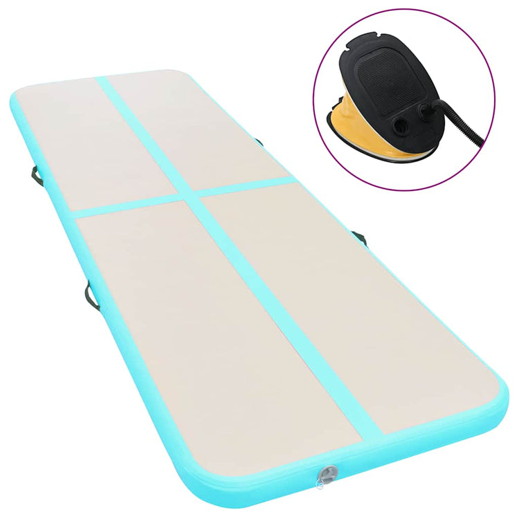 Vidaxl Gymnastics Matte mit Pumpen aufblasbar 800x100x10 cm PVC Grün